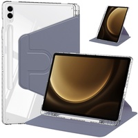 Casing Tablet Akrilik Transparan untuk Samsung Galaxy Tab A9 8.7 Inch X110/X115 dengan Penutup Depan PU dan Fitur Penyangga Putar