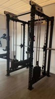 Máquina Smith Comercial Multifuncional 3 en 1 con Rack de Potencia y Cable Crossover, Pila de Pesas de Acero de 140 kg para Gimnasio, Fitness y Culturismo