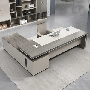 Modern L-shaped <b>Wood</b> Executive <b>Desk</b> Set with Side Table Premium Feel <b>Solid</b> <b>Wood</b> Design for Home Office and Commercial Use - Product Image 1