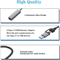 Adaptor Kartu Jaringan 4 In 1 USB 3.0 Hub 4 Port Aluminium Aloi Abu-abu Ruang Angkasa Splitter 5Gbps RJ45 1000Mbps untuk Laptop Desktop Pc