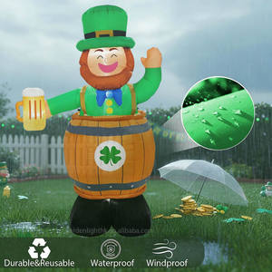 Decoración Inflable para Jardín con Luz LED Impermeable para el Día de San Patricio, Duende de 1.5 Metros con Vaso de Cerveza, Alimentado por CC - Product Image 5