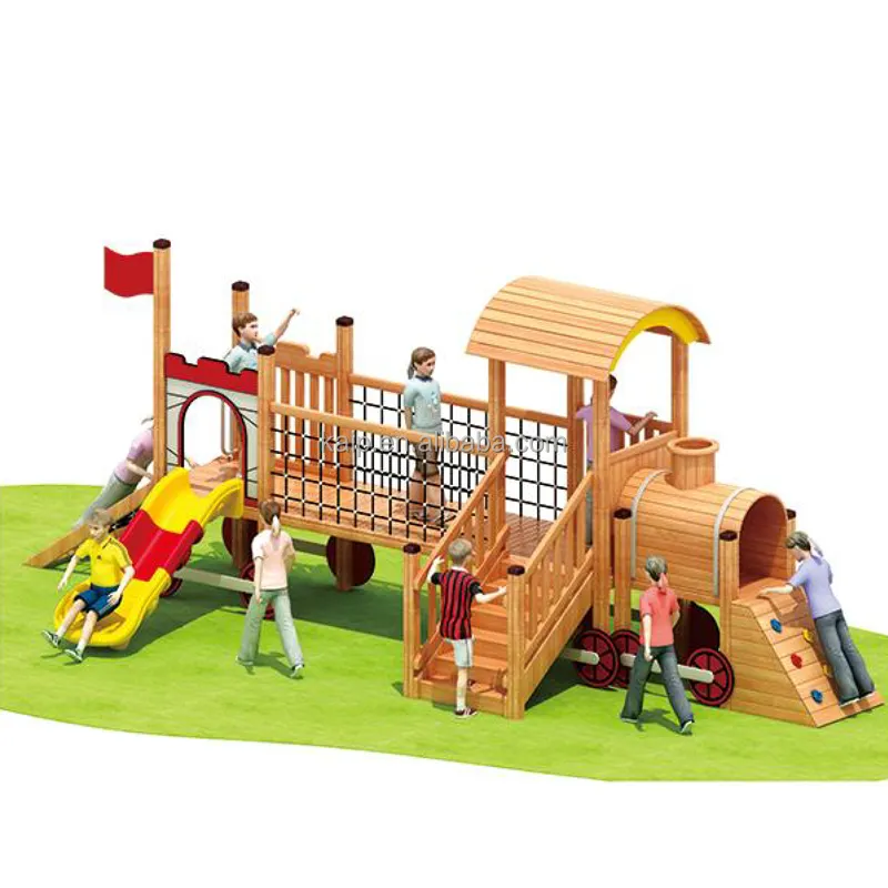 China Indoor-Spielplatz hochwertiger Kinder-Vergnügungspark Kindergarten Holzspielhaus mit Rutschen Spielzeug Kinderspielhaus