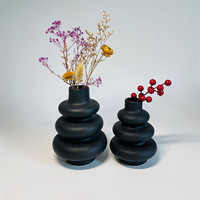 Décoration Intérieure : Petit Lot de 2 Vases en Porcelaine Blanche Forme Gourde, Vase à Fleurs Rond en Céramique, Ornement Décoratif