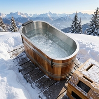 Baignoire de trempage froide en cèdre rouge et acier pour spa et récupération sportive, baignoire extérieure avec refroidisseur Wi-Fi pour la maison et la salle de sport