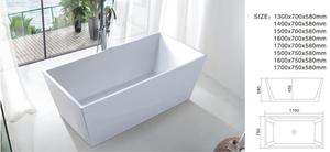 Bañera de Concreto Cuadrada de 140 cm, Pequeña y Profunda - Product Image 3