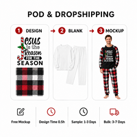Pyjamas de Noël personnalisés à carreaux assortis pour la famille, en polyester, pour hommes, femmes et enfants, livraison directe, POD, MOQ 1 pièce