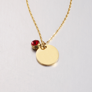 Original <span class=keywords><strong>personalidad</strong></span> espejo pulido Acero inoxidable múltiples colores piedra natal 12 Zodiaco forma redonda colgante collares - Product Image 4