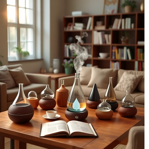 Diffuseur d'huiles essentielles en bois massif KXY 30 ml avec lumière LED, type brume, pour la maison et l'hôtel - Product Image 2