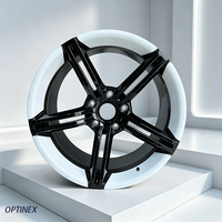Jantes en alliage d'aluminium forgé personnalisées noir et blanc à 5 branches de 17 à 21 pouces 5x112 5x120 5x114.3 5x108 pour Audi BMW Mercedes Porsche