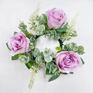 DAMAI Simulation Rose <b>Candle</b> Holder Wreath for <b>Easter</b> Valentine's Day Decoration Showcase Restaurant Napkin Wreath with Rose - Product Image 3
