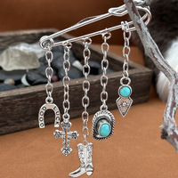 XR-03 Vintage mode femmes Cowboy chapeau croix botte fer à cheval pendentif vêtements bijoux alliage broche broche