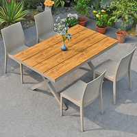 Haute qualité moderne étanche résistant aux UV Patio extérieur meubles de jardin cadre en aluminium plastique bois Restaurant Table à manger