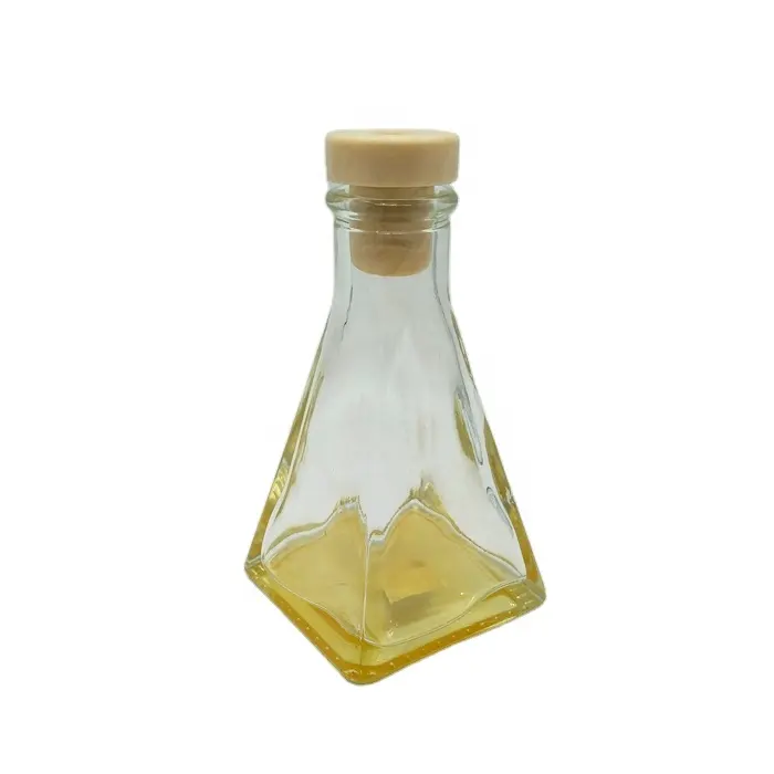 Новый дизайн, пустая, на заказ, 100 мл, желтая прямоугольная стеклянная бутылка-диффузор в виде пирамиды с пробкой