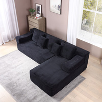 Sofá Cama en Forma de L Minimalista Italiano de Alta Densidad con Esponja, Cubierta de Pana, Reclinable y Móvil para Salas de Estar Pequeñas