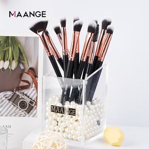 MAANGE 13 pinceaux de maquillage noirs, pinceau fard à paupières fond de teint blush, nouveau design artistique, ensemble de pinceaux cosmétiques pour les yeux en or rose - Product Image 2