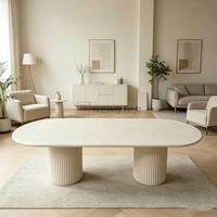 Table à manger en marbre blanc, design moderne, meubles en pierre durables pour la maison