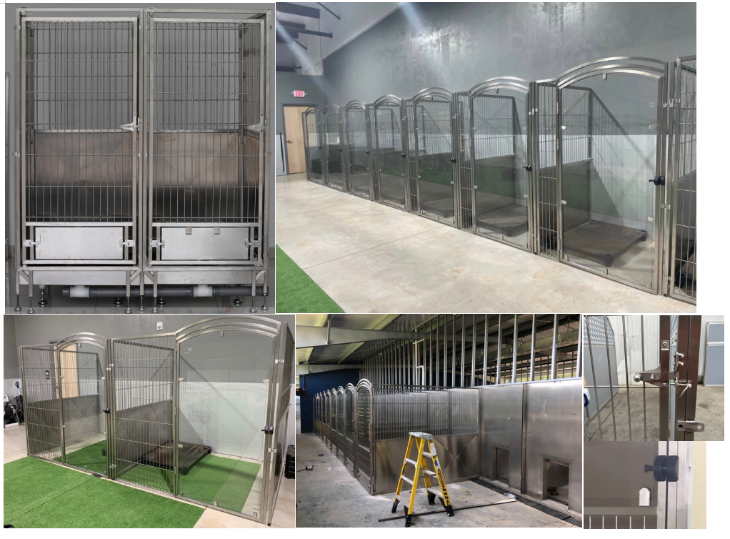 Chenil en acier inoxydable avec porte en verre trempé