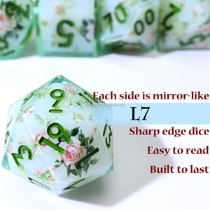 Botanische Schoonheid Dnd Dobbelstenen Set,Delicate Groene En Roze Roos Veelvlakken Hars Dobbelstenen Voor Romantische Rpg Board Games-L7 - Product Image 5