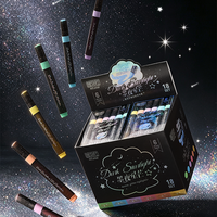 Stylos surligneurs scintillants Aurora encre-noire 6 couleurs, pastel étoilé foncé, avec design galaxie