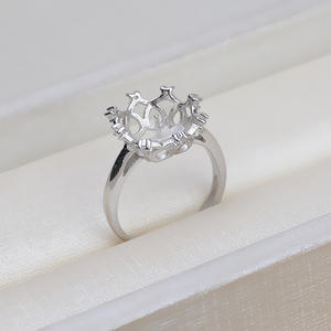 Composants de bijoux en argent 925 pour la création de bijoux en perles, bague ouverte en forme de couronne de reine, porte-bague mobile, composants de bijoux - Product Image 4