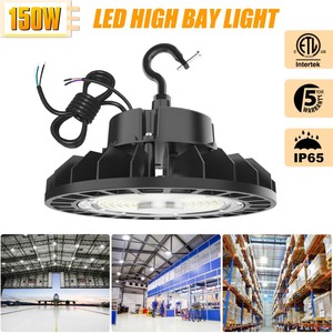 Lámpara Industrial LED UFO High Bay de 90W-500W, Cable de 5', IP65, para Garaje, Almacén, Construcción de Aluminio - Product Image 3