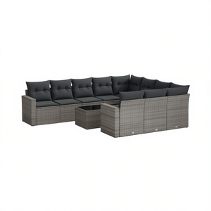 <b>Grey</b> Pe Rattan Garden Sofa Set Steel <b>Frame</b> Outdoor Furniture 10 Plus Seating Contemporary Design Garden Use - Product Image 1