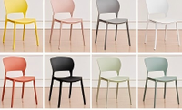 Chaise de salle à manger moderne en plastique avec dossier ergonomique pour hôtel, restaurant, café, cuisine, salle à manger