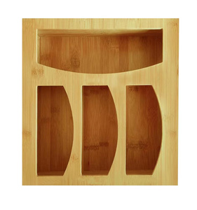 Porta Bolsas de Bambú Pulido Reutilizable Compatible con Ziploc, <span class=keywords><strong>Solimo</strong></span>, Glad, Hefty para Galones, Decoración del Hogar - Product Image 3