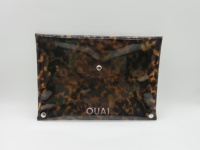Pochette personnalisée, sac de maquillage en PVC, Design léopard, avec bouton-pression, pochette cosmétique transparente en PVC