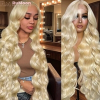 Prix de gros Perruques de cheveux humains brésiliens longs, avec baby hair, pour ondulations naturelles, couleur 613, avec closure 4x4 transparente pour perruque blonde