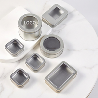 Boîte en étain ronde pour gâteau, écologique, mini, portable, pour ranger des bonbons, boîte en métal avec couvercle en PVC transparent