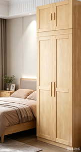 Armoire scandinave en bois avec portes battantes style Shaker, en bois massif, autoportante, mobilier de chambre moderne - Product Image 3