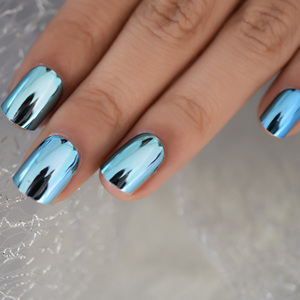 24 pezzi Aurora Beauty Jujube Short Square Press sulle <span class=keywords><strong>unghie</strong></span> <span class=keywords><strong>blu</strong></span> ABS materiale falso <span class=keywords><strong>unghie</strong></span> stile di Design artificiale - Product Image 4