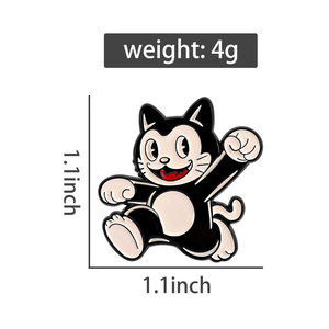 Pin de Esmalte de Gato Negro de Dibujos Animados Americanos, Broche de Gato Feliz Corriendo, Insignia de Solapa, Joyería al por Mayor - Product Image 6