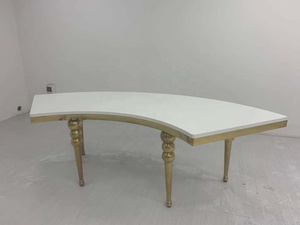 Elegante <span class=keywords><strong>Mesa</strong></span> italiana de <span class=keywords><strong>media</strong></span> <span class=keywords><strong>luna</strong></span> en forma de S moderna 10-20 personas boda/comedor círculo grande vidrio de mármol para alquiler de fiestas al aire libre - Product Image 3