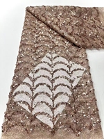 Tissu en dentelle à paillettes en gros avec des paillettes pour robe de soirée de mariage, tissu en dentelle brodée avec des paillettes pour fête de mariage
