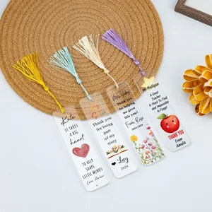 Segnalibro personalizzato insegnante acrilico grazie regalo di apprezzamento dell'insegnante al regalo per l'amante del libro di scuola - Product Image 1
