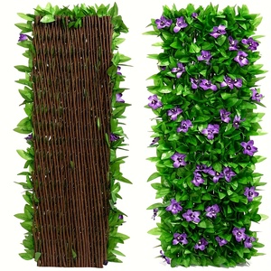 Clôture de jardin extérieure extensible <span class=keywords><strong>en</strong></span> <span class=keywords><strong>lierre</strong></span> artificiel et orchidée – Design de feuilles <span class=keywords><strong>en</strong></span> <span class=keywords><strong>plastique</strong></span> résistant aux intempéries pour l'intimité des mariages - Product Image 1