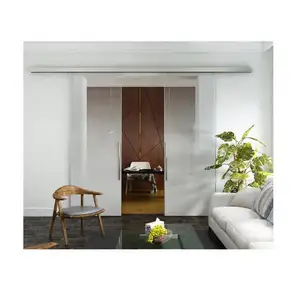 Puertas abatibles de entrada de riel de acero y vidrio moderno Diseño Puertas de Granero corredizas de dormitorio de estilo francés con herrajes