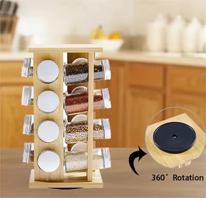 Organizzatore Girevole per Spezie da Cucina, <span class=keywords><strong>Portaspezie</strong></span> Flessibile in Bambù con Barattoli per Spezie - Product Image 2