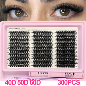 DIY Cluster False Eyelashes 40D 50D 60D Thick Curly Single Russian Style With <b>Tools</b> For Daily <b>Makeup</b> - Product Image 4