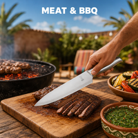 Couteau de barbecue Parrilla 7 pouces, acier forgé intégral, manche ergonomique, lame tranchante 30Cr13, bord en acier inoxydable, pour chimichurri