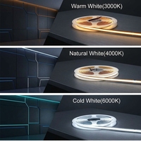 Bande lumineuse LED COB flexible intelligente à usage quotidien, largeur 8 mm, 10 W, faible émission de chaleur, télécommande USB, intensité réglable, intérieur domestique