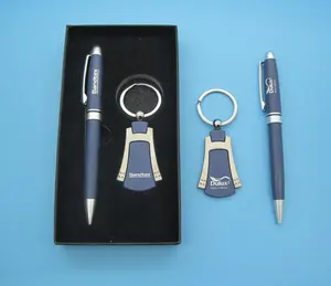 Promotie Premium Metalen Sleutelhanger Pen Gift Set China Anniversary Gift Relatiegeschenk Voor Reclame