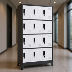 Armoire de rangement en acier anthracite blanc à 4 niveaux, organisateur de bureau sur pied, design minimaliste - Product Image 2