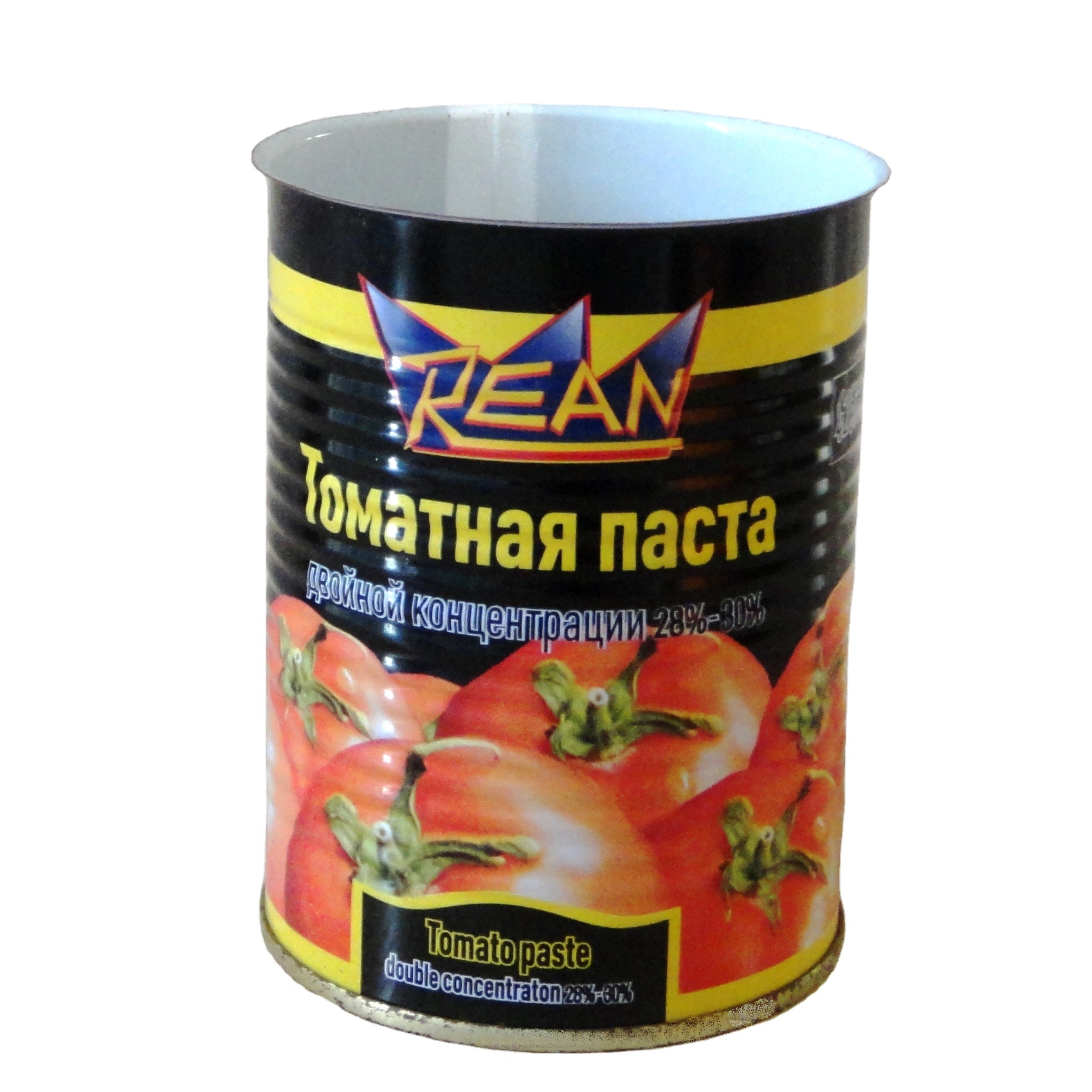 Металлические консервированные продукты в упаковке, жестяные банки для упаковки томатной пасты и соуса