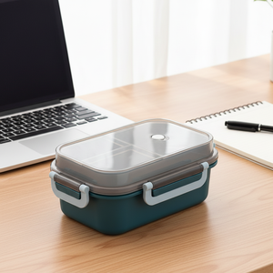 Simple Double-Layer Student Lunch Box <strong>Microwaveable</strong> Sealed and Divided Suitable for Office Workers Lunch Box for Cafeteria Meals - Product Image 2