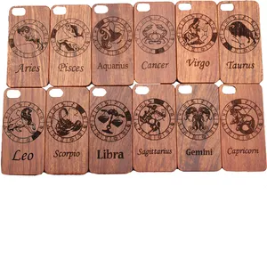 Constellations Creative Design Engraved Wood Phone Case Mobile Wooden Rosewood Cases Cell phone Cover For Iphone 15 Accessories