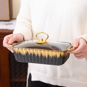 Bandeja para hornear <span class=keywords><strong>de</strong></span> cerámica <span class=keywords><strong>de</strong></span> estilo lujoso con 3 orejas dobles con tapa <span class=keywords><strong>de</strong></span> vidrio y soporte <span class=keywords><strong>de</strong></span> acero inoxidable, <span class=keywords><strong>juego</strong></span> <span class=keywords><strong>de</strong></span> utensilios <span class=keywords><strong>de</strong></span> cocina <span class=keywords><strong>de</strong></span> <span class=keywords><strong>porcelana</strong></span> para hornear <span class=keywords><strong>de</strong></span> 3 uds - Product Image 3