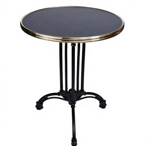 Modern Coffee Table Black Iron Base Brass Ring Edge Werzalit Top Eco-Friendly Durable Indoor Outdoor Living <b>Room</b> - Product Image 1